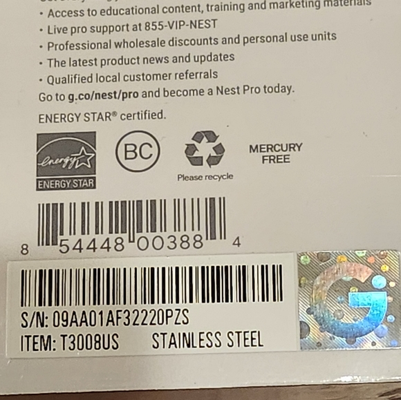 SOLD!!! Google Nest Learning Thermostat 3rd Gen Stainless Steel T3008US - Picture 5 of 6